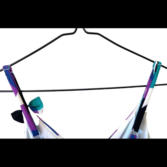 INC multicolored polka dot, wrap-around tank top blouse, medium, bow detailing - Picture 5 of 8